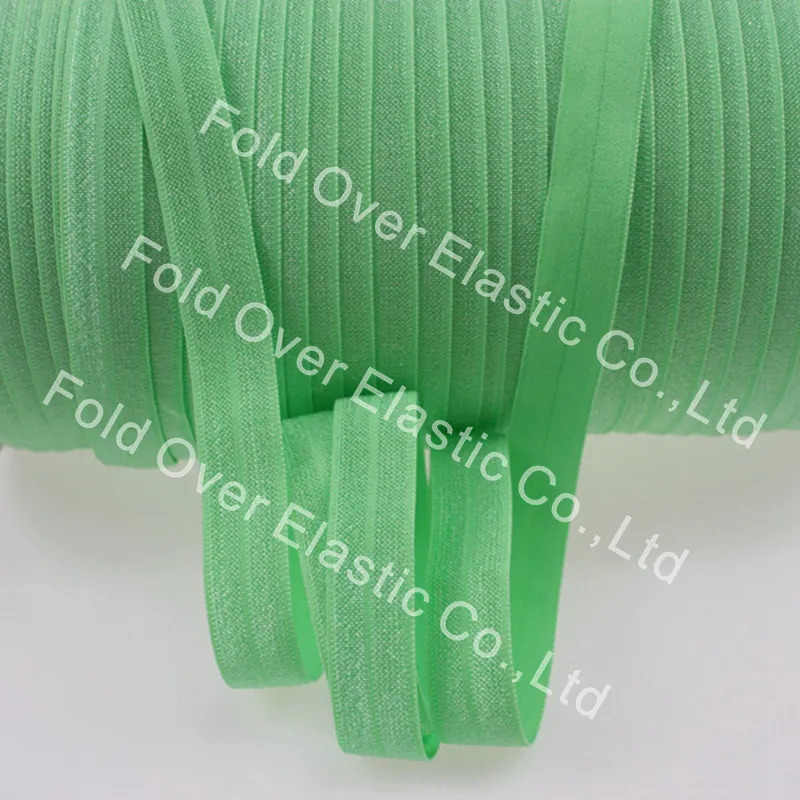 

5/8 Solid FOE Ribbon-#555 Green Flash-Shinny Plain fold over elastic