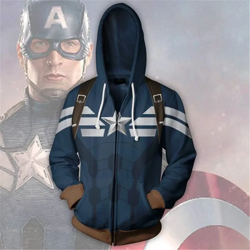 Fans Wear Sweatshirt Set Avengers Infinity War Hoodies Zipper Hooded Tony Stark Printed Zip Up Hoodie