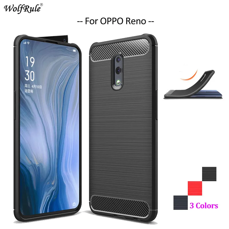 Чехол для телефона из углеродного волокна OPPO Reno чехол мягкого ТПУ задняя крышка прочный защитный бампер 6 4