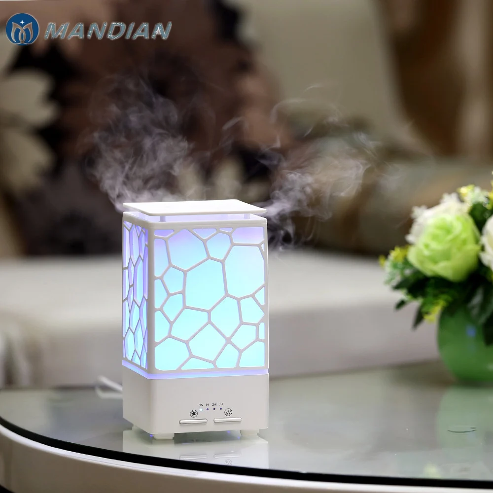 

Cube Aromatherapy Humidifier Essential Oil Diffuser 200ml Cool Mist Ultrasonic Aroma with Waterless Auto Shut-off 7 colors light
