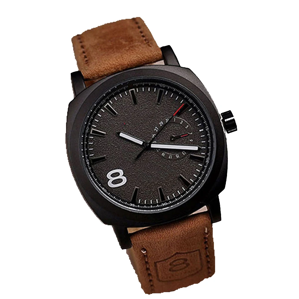 

New Men Military Wrist Watch Faux Leather Strap Sport Quartz Analog Watch Gift