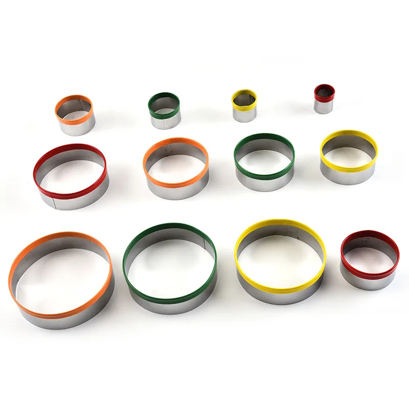 12PcsSet Colorful Circle Round Shaped Cookie Cutter Stainless Steel Biscuit Cutting Mold Cake Ring Mousse Mould Baking Tools6