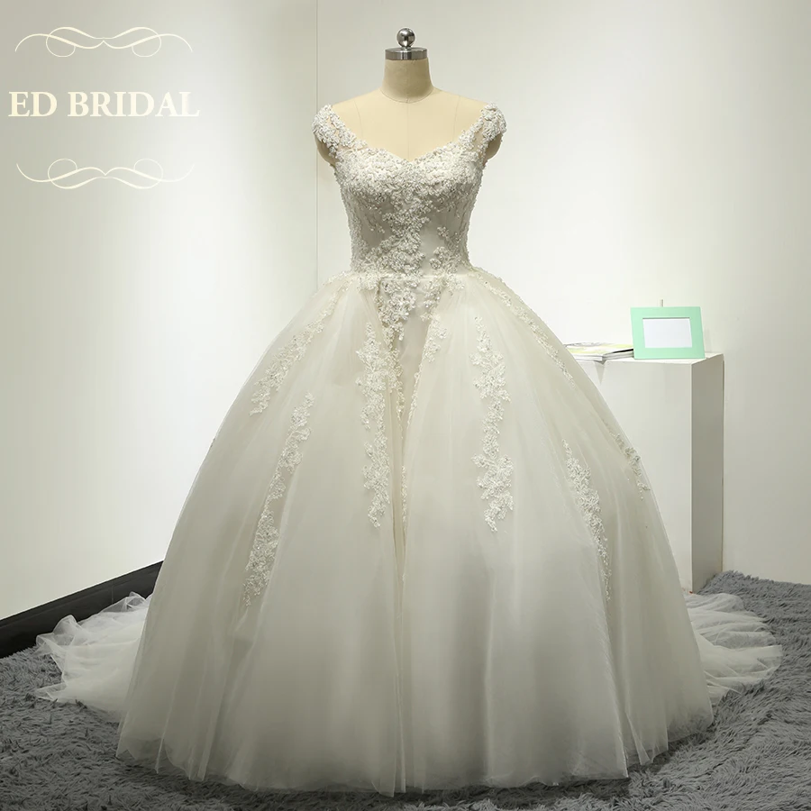 Cap Sleeves Ball font b Gown b font font b Wedding b font Dress with Beaded