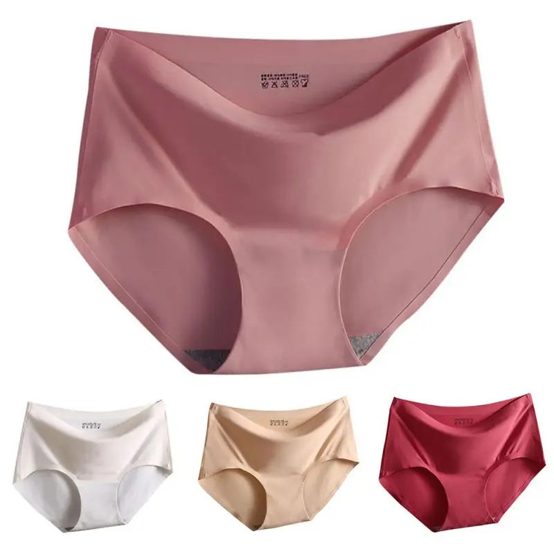 

2018 Seamless Women Underwear Solid Silk Satin Underpants Ladies Comfortable Breathable Briefs Women Intimate