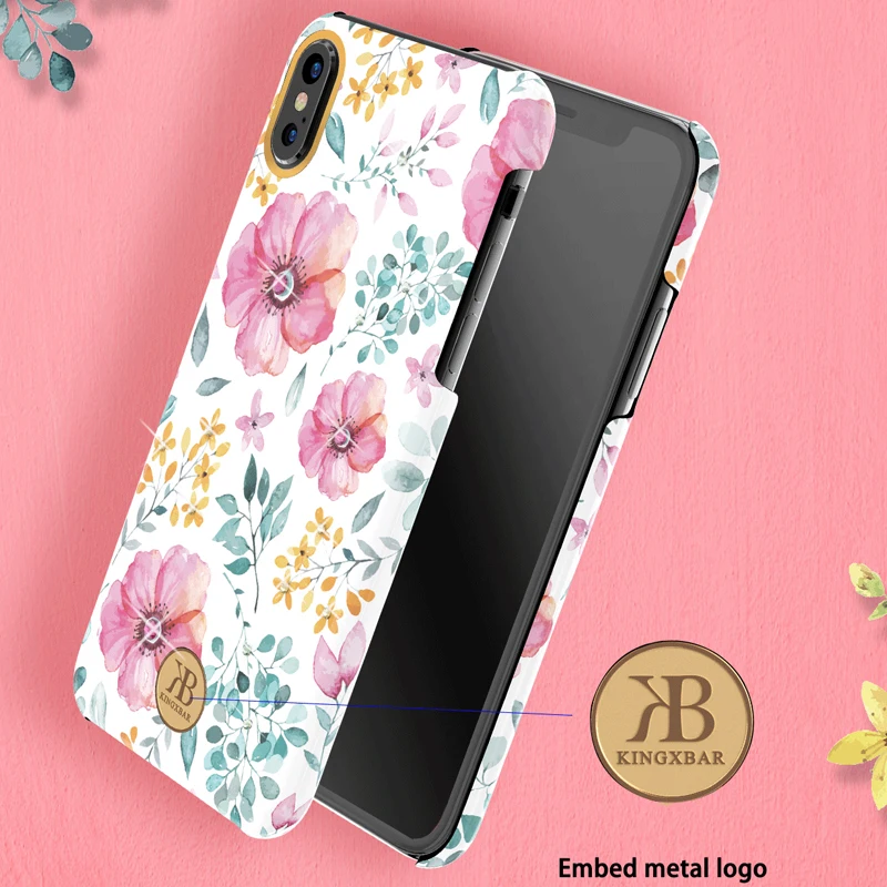 Оригинальный чехол Kingxbar со стразами и цветами для Apple iPhone XS MAX X модный жесткий
