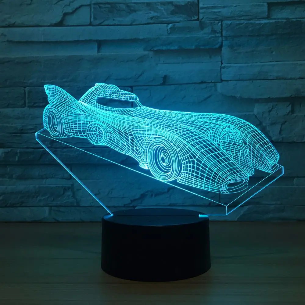 3D LED Illusion Racing Car Model Night Lamp USB LED 7 Colors Flashing
