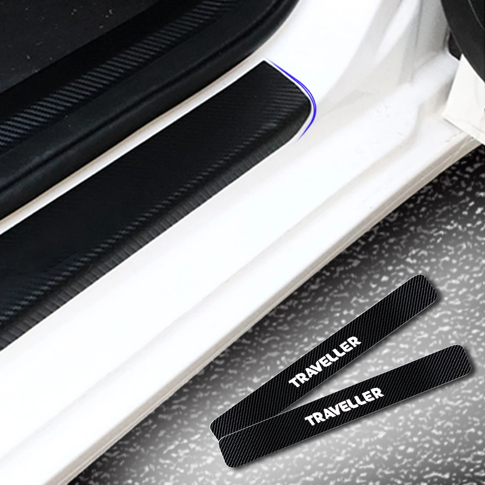 for Mazda MX-5 Door Sill Protector Reflective 4D Carbon Fiber Sticker Door Entry Guard Door Sill Scuff Plate Stickers Auto Accessories 4Pcs Red