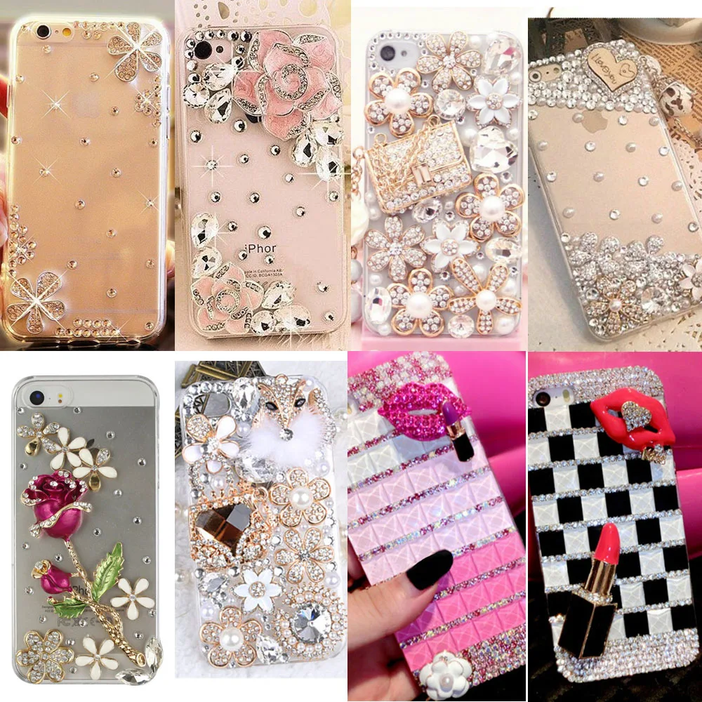 

Smartphone case Fashion Bling Crystal Pearl Rhinestone Hard Clear Case Cover Transparent hard shell For Samsung iPhone 6 7plus