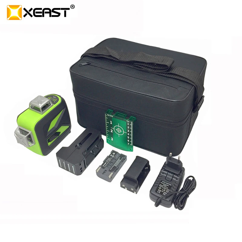

XEAST NEW 12 Lines 3D Cross Line Green Laser Level Self-Leveling 360 Vertical & Horizontal Green Beam Use Dry & Li-ion Battery