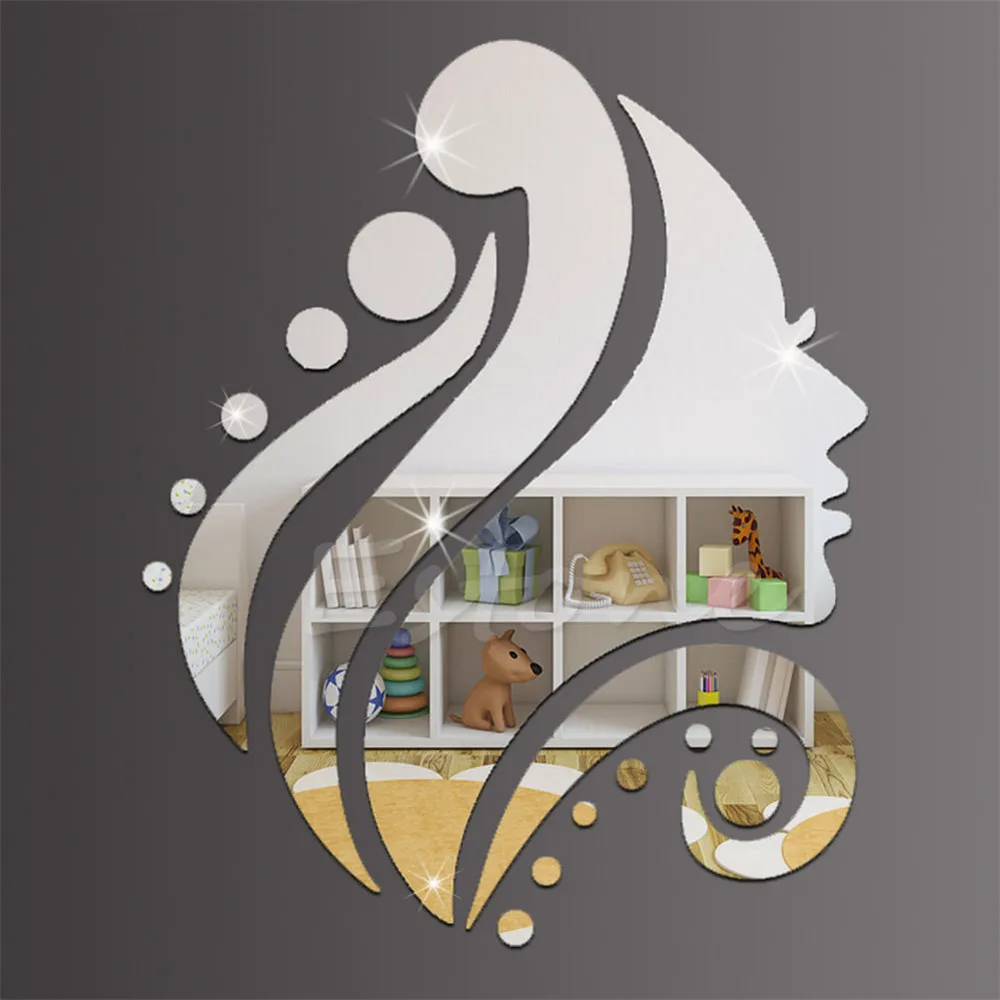 LESUPERAY Modern Mirror Style Removable Decal Art Mural Wall Sticker