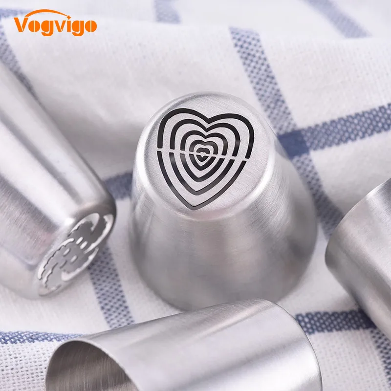 

VOGVIGO Chocolate Cookie Decorating Mold Valentine Heart Flower Fondant Cake Nozzles DIY Stainless Steel Icing Piping Nozzle