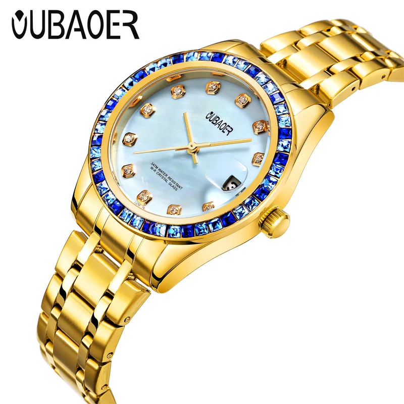 WomenWatchesGoldLuxuryBrandOUBAOERFashionLadiesQuartzWatch