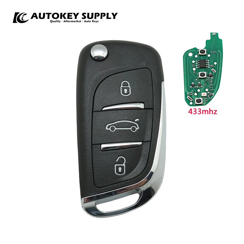 

AUTOKEY SUPPLY car- styling for Citroen Remote key for face to face 3 BUTTONS ASK 433mhz (Fixed code copying)car key AKFTFC403