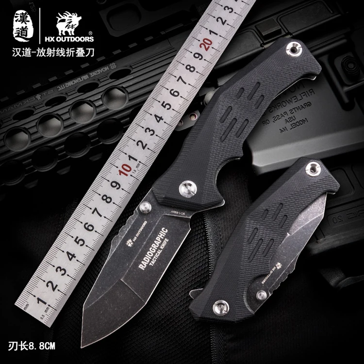 HX DOTDOORS Radiation tactical folding knife camping survival multi-function knife, outdoor survival high sharp EDC knife