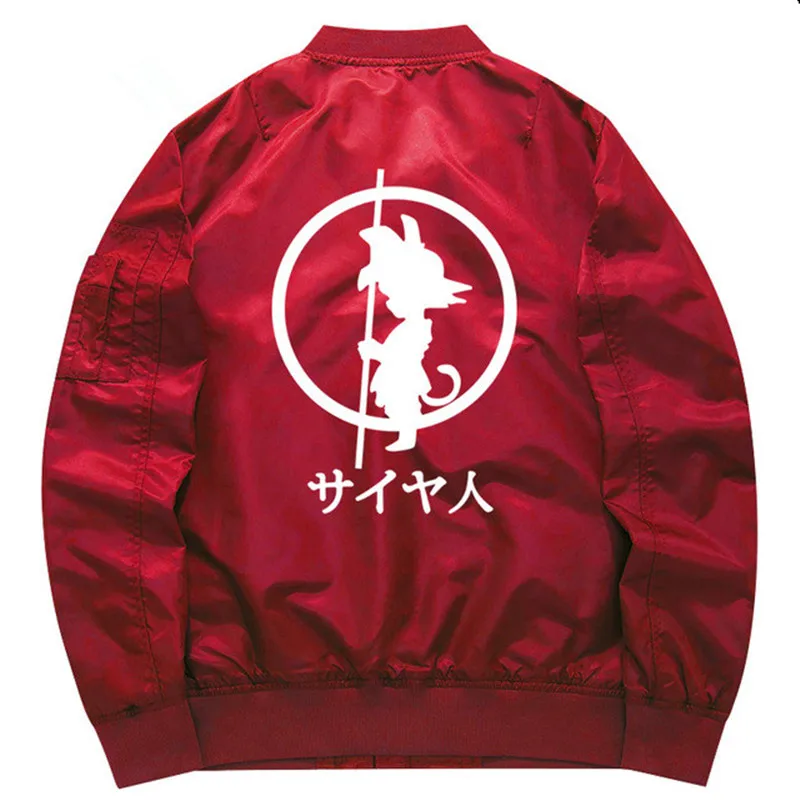

Anime Dragon Ball Goku men Bomber Jacket Couple Solid color zip Baseball jacket Spring autumn thin Flight Pilot Air Force coat