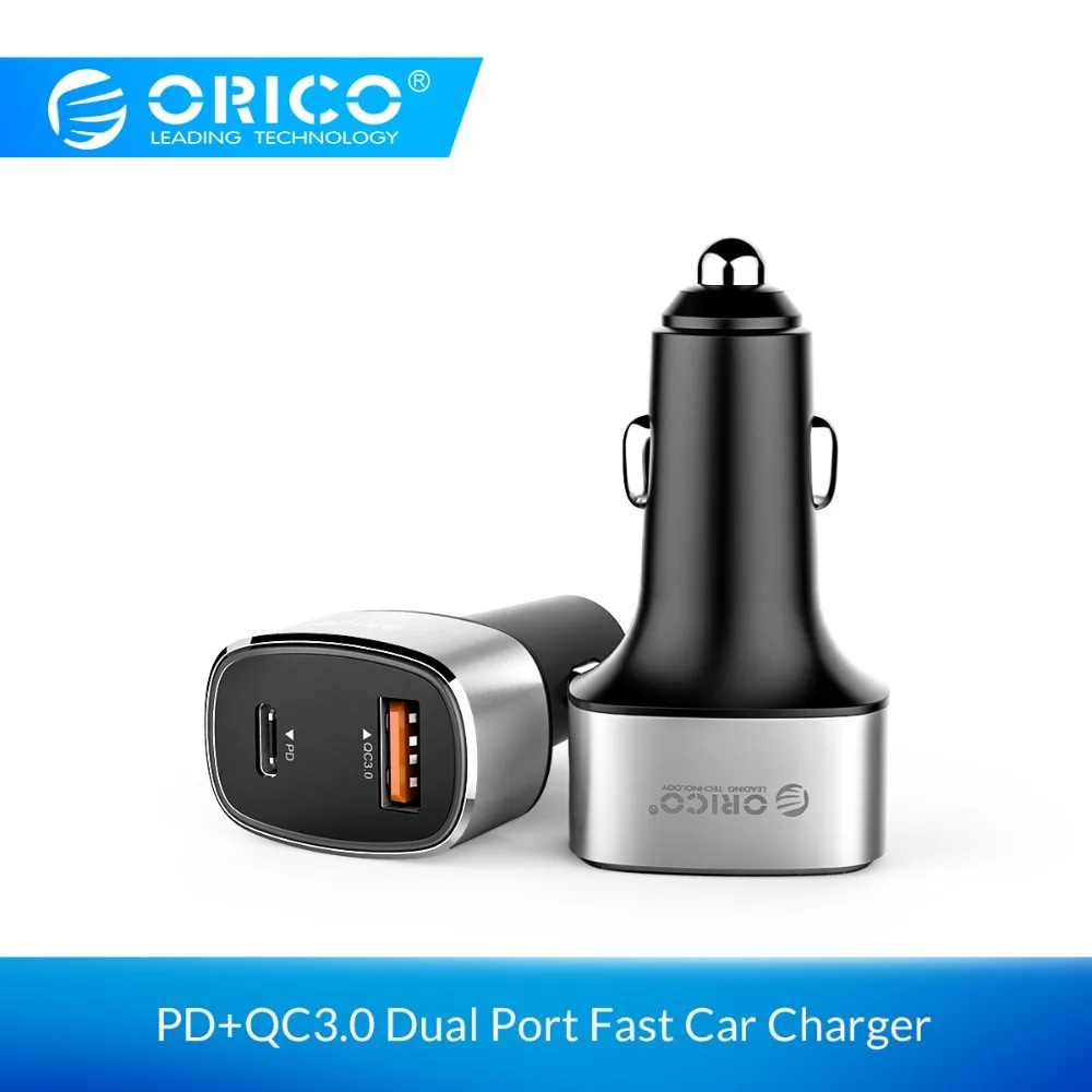 

ORICO Quick Charger 3.0 PD Car Charger PD Fast Charging for Mobile Phone 36W Max Dual Output Charger Adapter