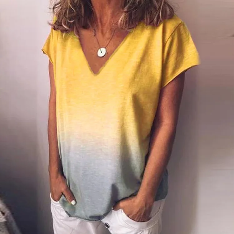 Lipswag, 29 цветов, Модная хлопковая блузка с принтом, женская рубашка, плюс размер, круглый вырез, летние топы, Повседневная Уличная одежда с длинным рукавом, Blusas 5XL - Цвет: 03 V-neck Yellow