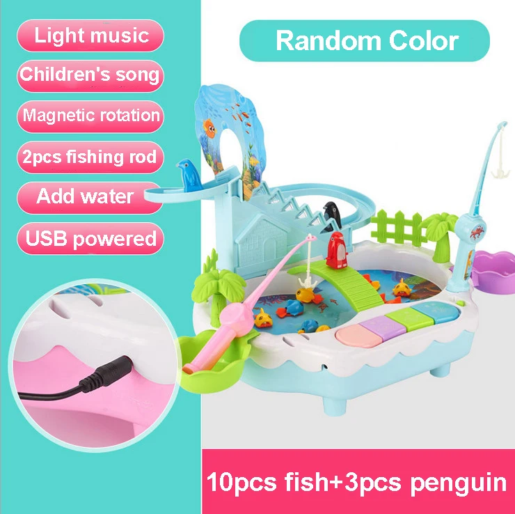 Магнитный Электрический рыболовный Райский игрушечный бассейн, набор для мальчиков и девочек, детский водный пазл, подарок на день рождения - Цвет: Белый