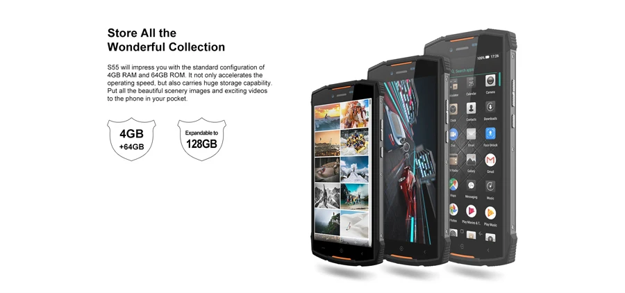 DOOGEE S55 Android 8,0 5,5 ''мобильный телефон 4 ГБ ОЗУ 64 Гб ПЗУ 5500 мАч MTK6750T Восьмиядерный водонепроницаемый отпечаток пальца двойной 13+ 8 Мп OTA