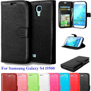 

Luxury S4 Wallet PU Leather Book Cover Flip Case For Samsung Galaxy S4 i9500 SIV Stand Phone Bag Skin Vintage Cover Coque Fundas