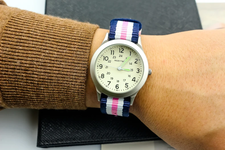 2019New известный Nazeyt бренд для мужчин кварцевые часы военный армейский военный холст ремень Аналоговый sutdent спортивные наручные