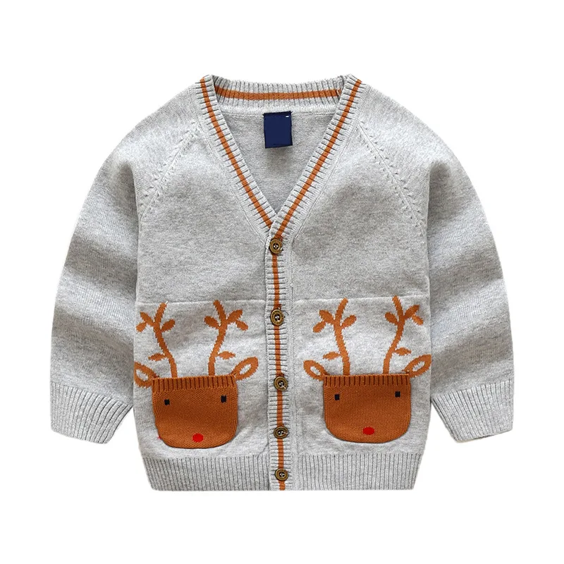Пальто для мальчиков весна-осень г., свитер с оленем для маленьких и средних мальчиков свитер из хлопчатобумажной пряжи для мальчиков кардиган