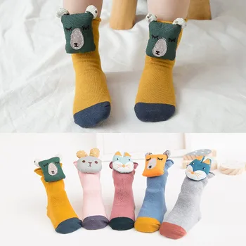

1Pair Baby Girls Socks Infant Spring Cotton Cartoon Animal Socks Warm Anti Slip Floor Socks Leg Warmer