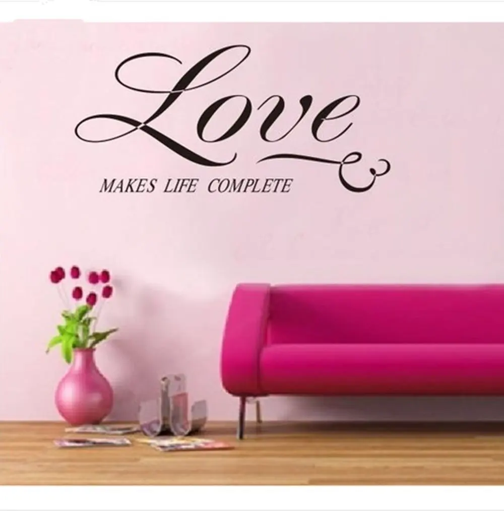 Love Make Life plete Quote Art Vinyl Decal Love Wall Sticker Home Decor Removable Diy in Wall Stickers from Home & Garden on Aliexpress