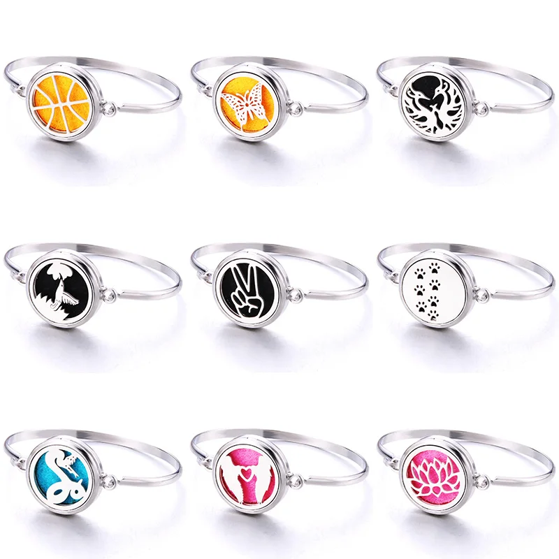 

20 Beautiful Patterns Perfume Locket Bracelet 316L Stainless Steel Aromatherapy Essential Oil Diffuser Magnetic Charm Bracelet