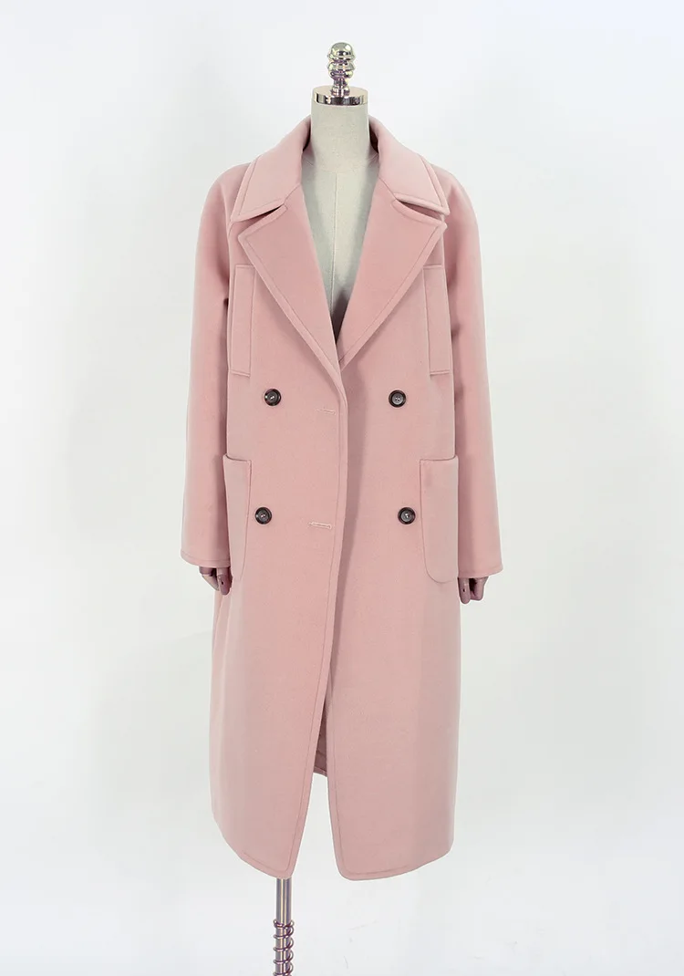 Корея Весна Зима простое женское кашемировое длинное пальто большого размера повседневное пальто casaco feminino Manteau femme розовое - Цвет: Quilted lining Warm