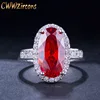 CWWZircons Sparkling Fire Cubic Zirconia Stone Engagement Ring Elegant Red Crystal Big CZ Finger Rings for Women Jewelry R066 ► Photo 1/6