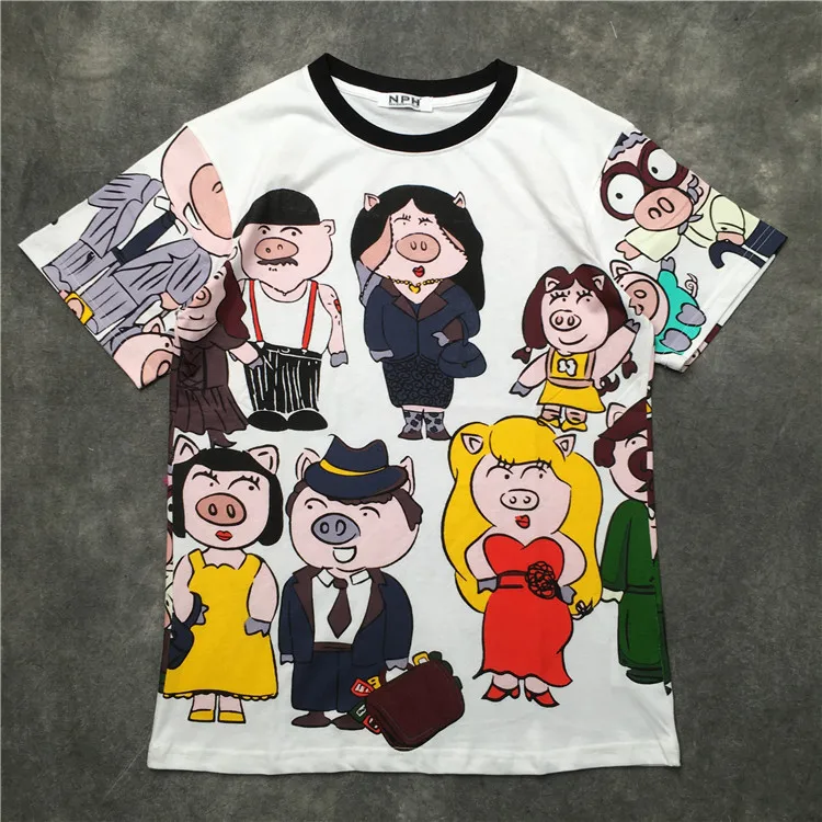 

New 2019 parkour Novelty Brand DGfamily Pig mafia T Shirts T-Shirt Hip Hop Skateboard Street Cotton T-Shirts Tee Top Top #L65