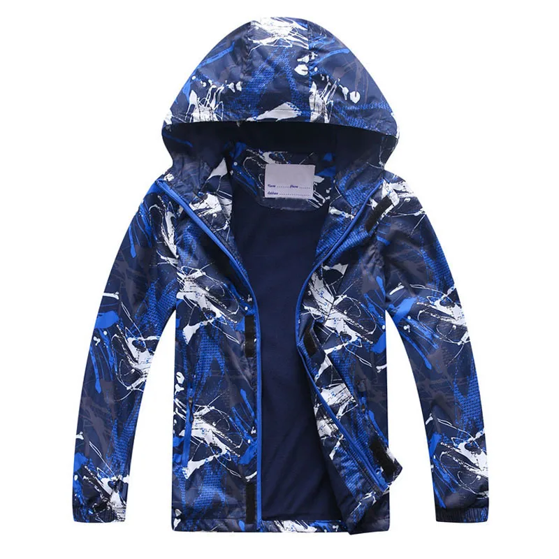 Двухслойные водонепроницаемые ветрозащитные куртки для мальчиков и девочек; Новинка года; сезон весна-осень; детская верхняя одежда; куртки; модные спортивные детские пальто - Цвет: navy blue jacket