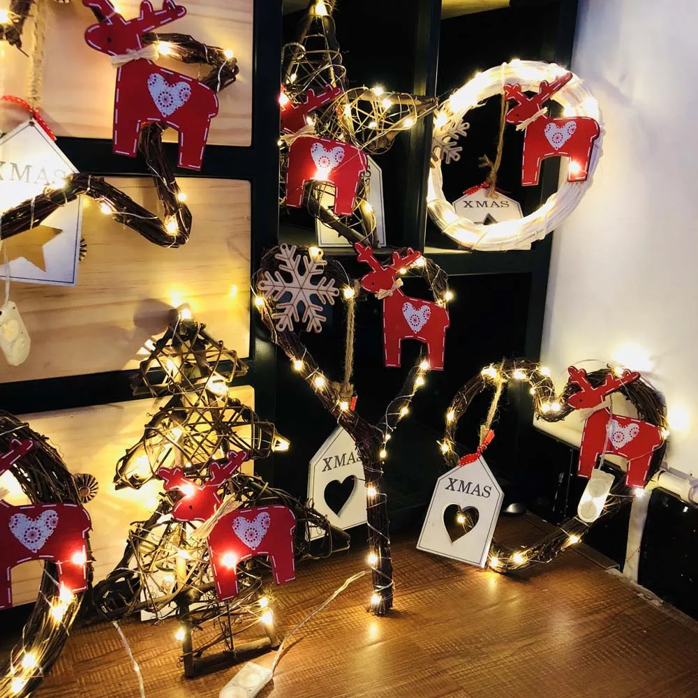 2018 DIY stars tree Rattan Wreath String Lights Lamp ...