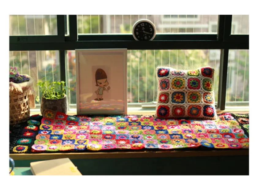 DIY Красочные ромашки ручной работы крючок Скатерть Мода ковер крючком одеяло Йога валик подушки вечерние крючком коврик для стола