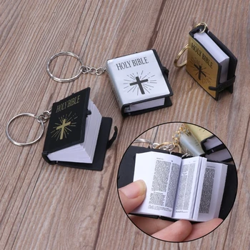 

1pc New Mini English HOLY BIBLE Keychain Religious Christian Jesus Cross Keyrings Gift Key Chains Decoration