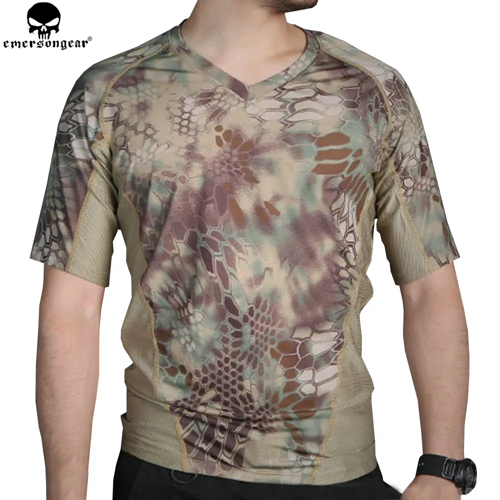 EMERSONGEAR тактическая камуфляжная футболка Охотничья для бега облегающая дышащая