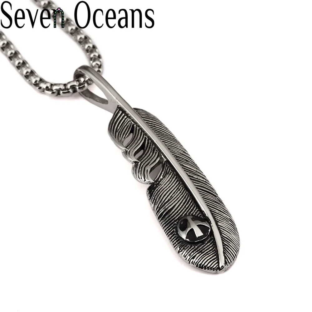  Titanium Steel Jewelry Eagle Feathers Unique Necklace Wings Charm Jewelry Goro Engraved Vintage Jewellery Piece Chain Pendant (7)
