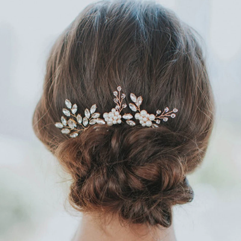 

Silver White Jeweled Pretty Bobby bridal Hair Pin