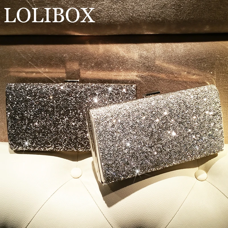 

LOLIBOX ladies evening clutch bags diamond shiny special hand bag Bride Wedding Party Purse Clutch bolsas mujer