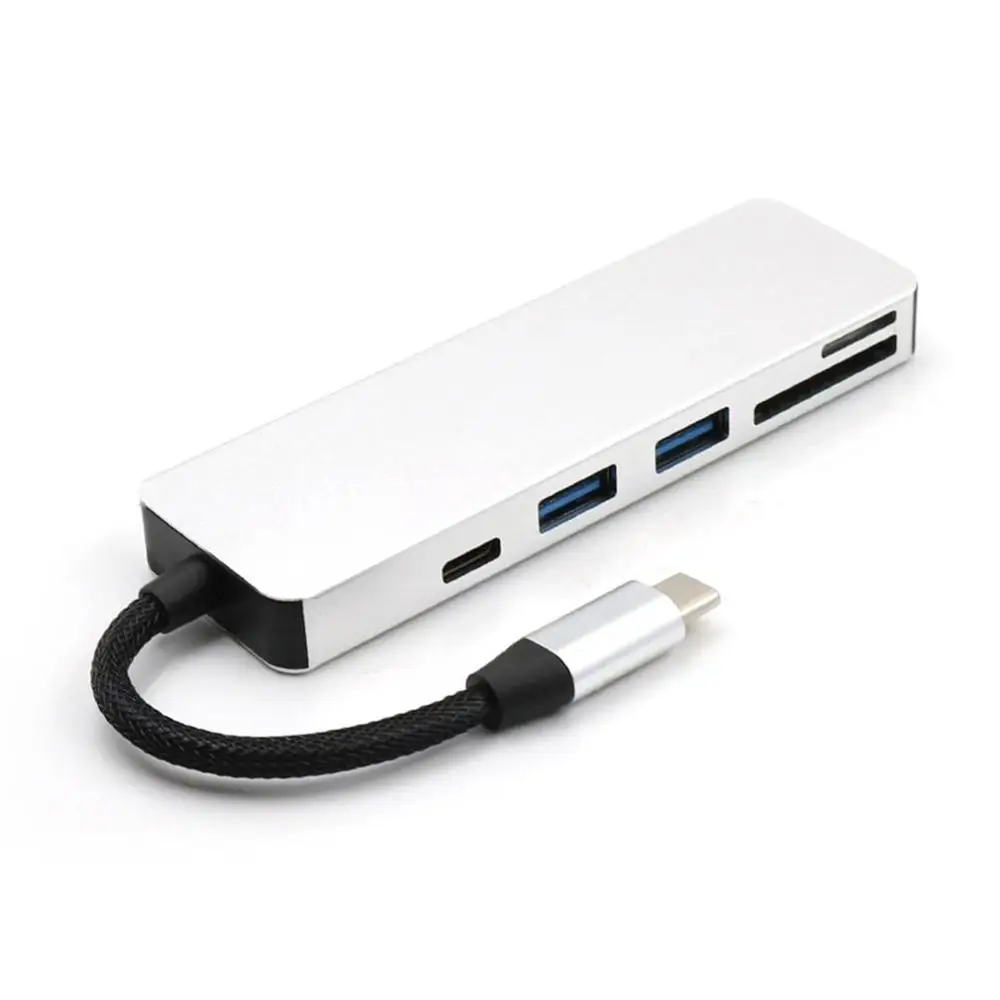 USB 3,1 тип-c концентратор TF кардридер Тип C конвертер USB Высокоскоростной USB 3,0 сплиттер концентратор адаптер для Macbook Прямая - Цвет: Серебристый