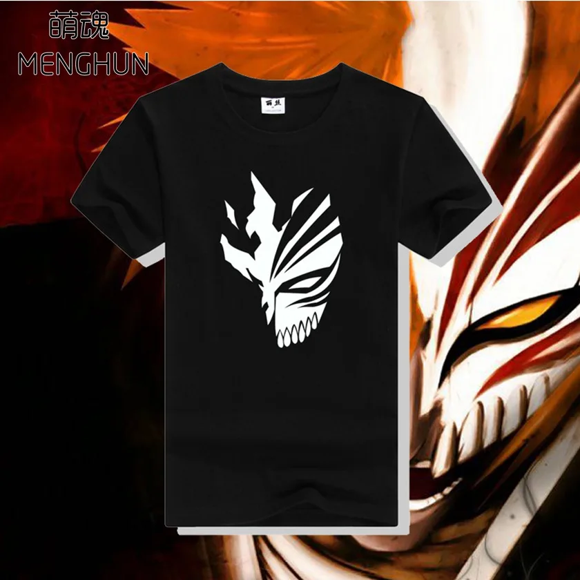 Cool Anime concept tee shirt for men Bleach Kurosaki Ichigo mask printing high quality full cotton tee shirts ac542