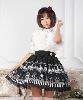 

Black Chandelier Printed Fairy Tale Themed Lady's Pleated Lolita Skirt