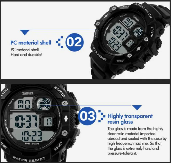 SKMEI спортивные брендовые Цифровые мужские часы 50 м водонепроницаемые Модные Повседневные студенческие наружные наручные часы светодиодный военные часы 1118