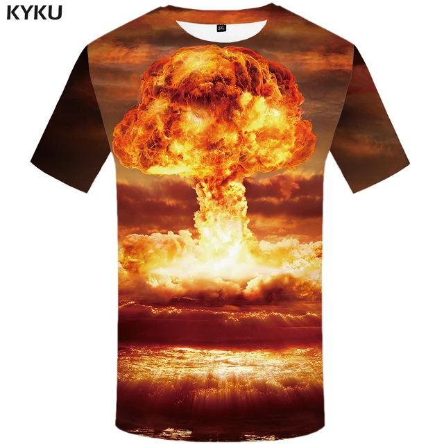 KYKU Atomic Bomb T shirt Nuclear Bombs Tops Big Explosion Clothes