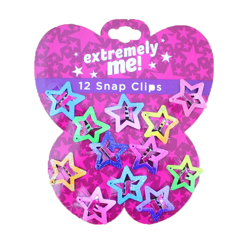 Заколки для волос для девочек candy color BB Clips детская звезда 12 шт./компл. Buterfly Pentagram Asymptotic color Дети Приморский цвет блеск
