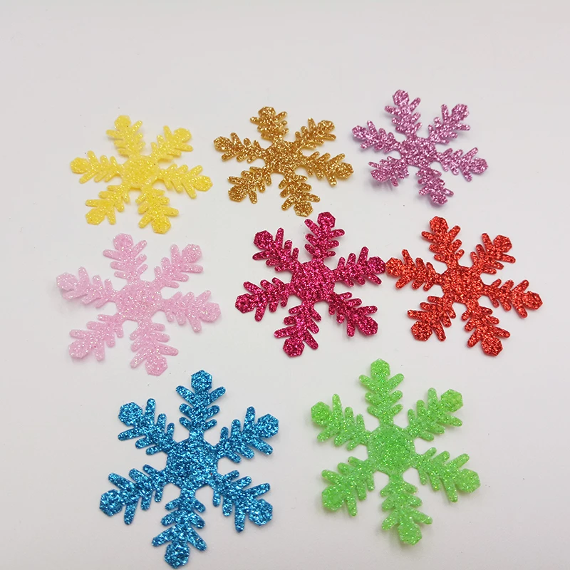

sew on Glitter felt patches for clothes 3cm snowflower shape 60pcs scrapbooking accessories