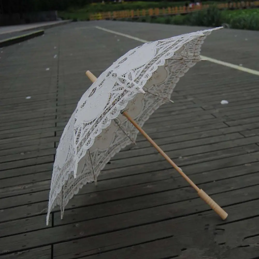 Анти-модный зонтик от солнца, хлопковый Вышитый свадебный зонтик, белый кружевной зонтик в стиле бэттенбург, Свадебный зонтик, украшения - Цвет: ivory color