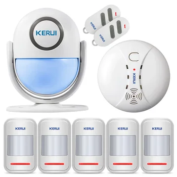 

KERUI Home Safety Protection Motion Detection Alarm Smoke Sensing Detection Alarm Device Wireless Security Alarm System