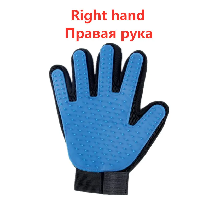 Pet Glove For Cats Cat Grooming Pet Dog Hair Deshedding Brush Comb Glove For Pet Dog Finger Cleaning Massage Glove For Animal - Цвет: ST1-blue right